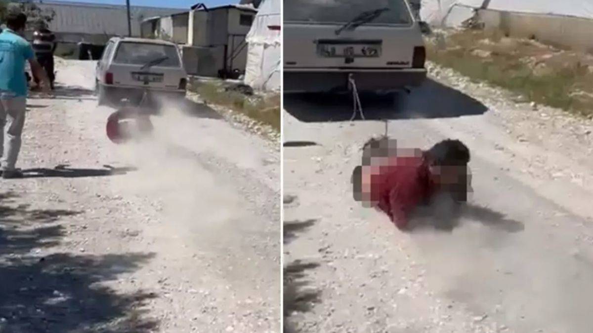 Komşusunu halatla otomobilin arkasına bağlayıp sürükleyen kişi tutuklandı