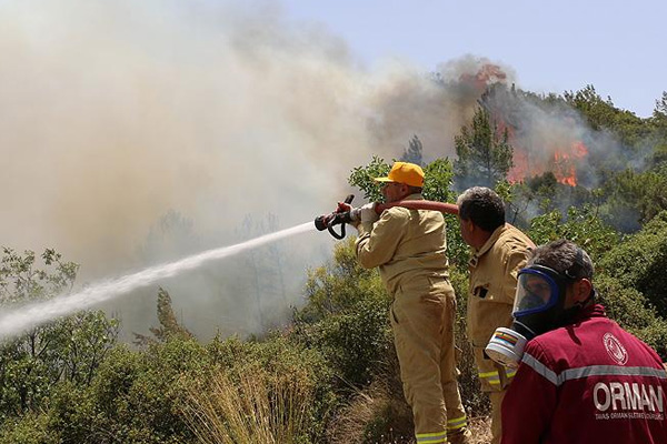 Adrasan'daki orman yangınına müdahale ediliyor