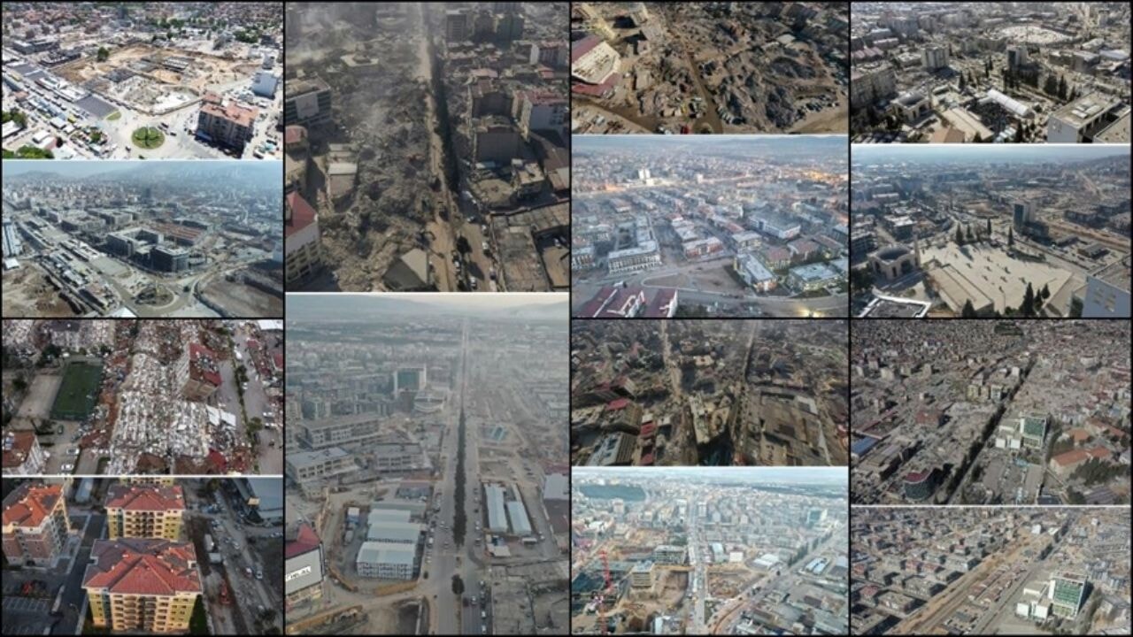 6 Şubat depremlerinden önce ve yıkıldıktan sonra havadan görüntülenen iller