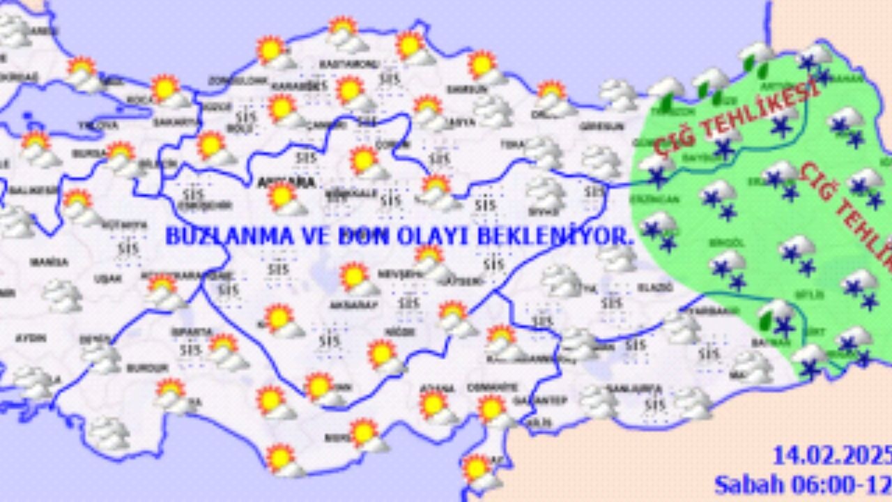 14 Şubat 2025 Türkiye geneli hava durumu