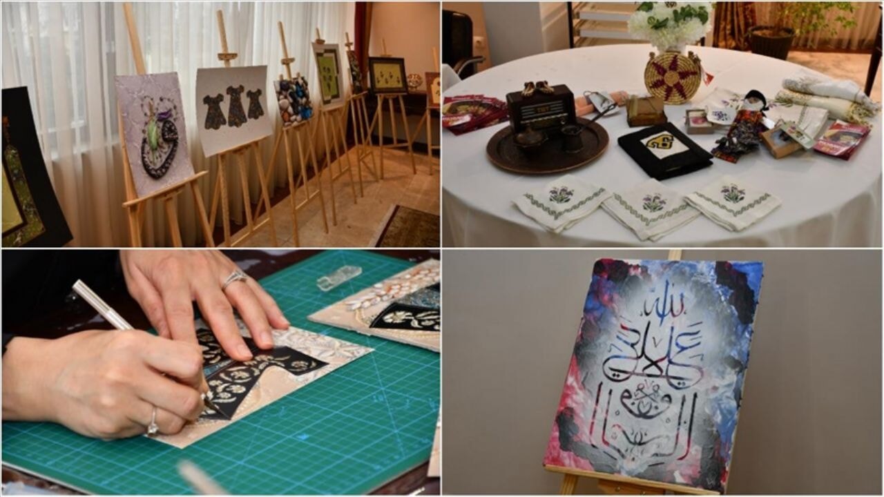 Türk el sanatları Üsküp'te tanıtıldı! Ebru ve rölyef sanatı büyüledi