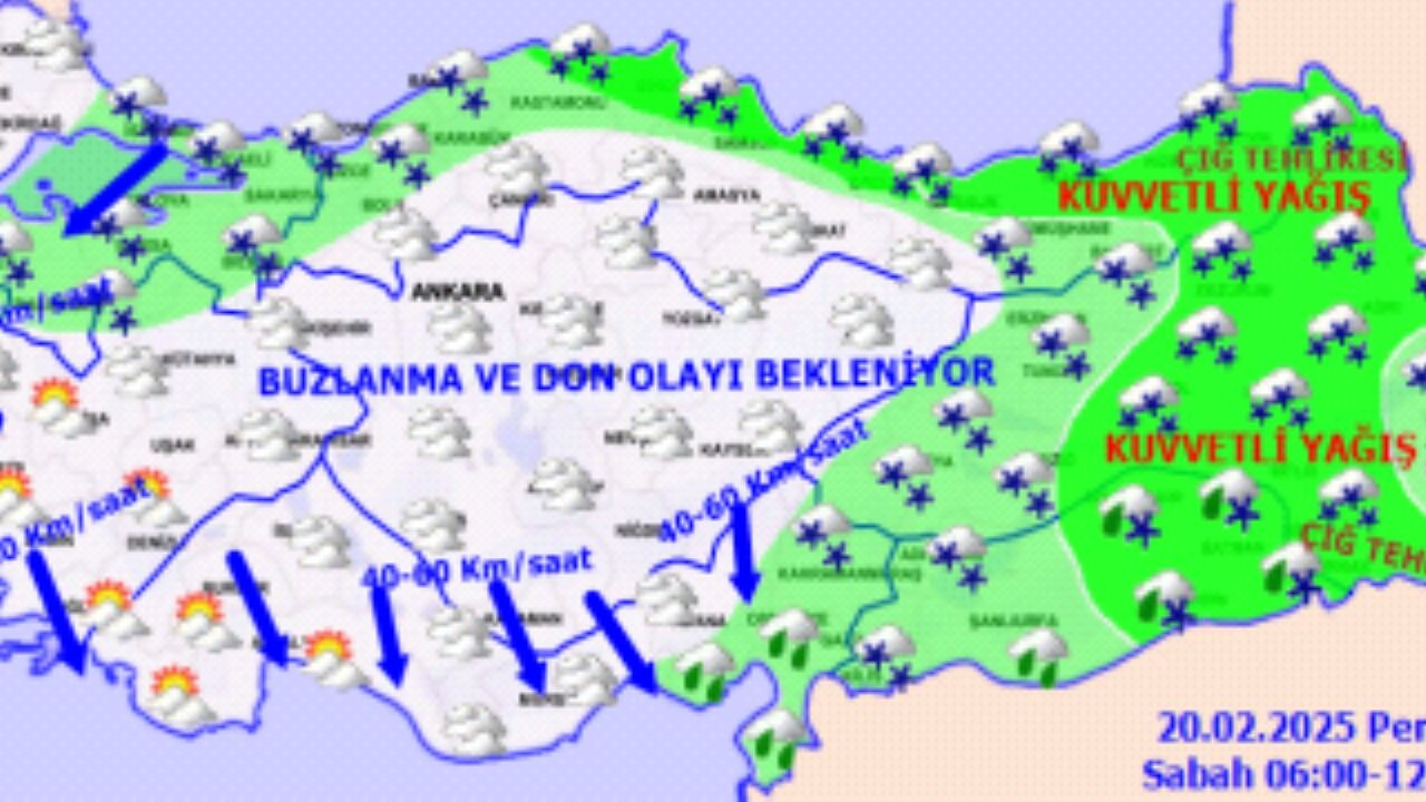 20 Şubat 2025 Türkiye geneli hava durumu