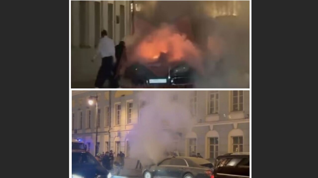 Putin'e ait olduğu düşünülen limuzin alev aldı