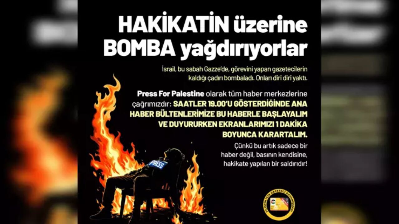 İsrail'in Gazze'de öldürdüğü gazeteciler için 1 dakika ekran karartma çağrısı