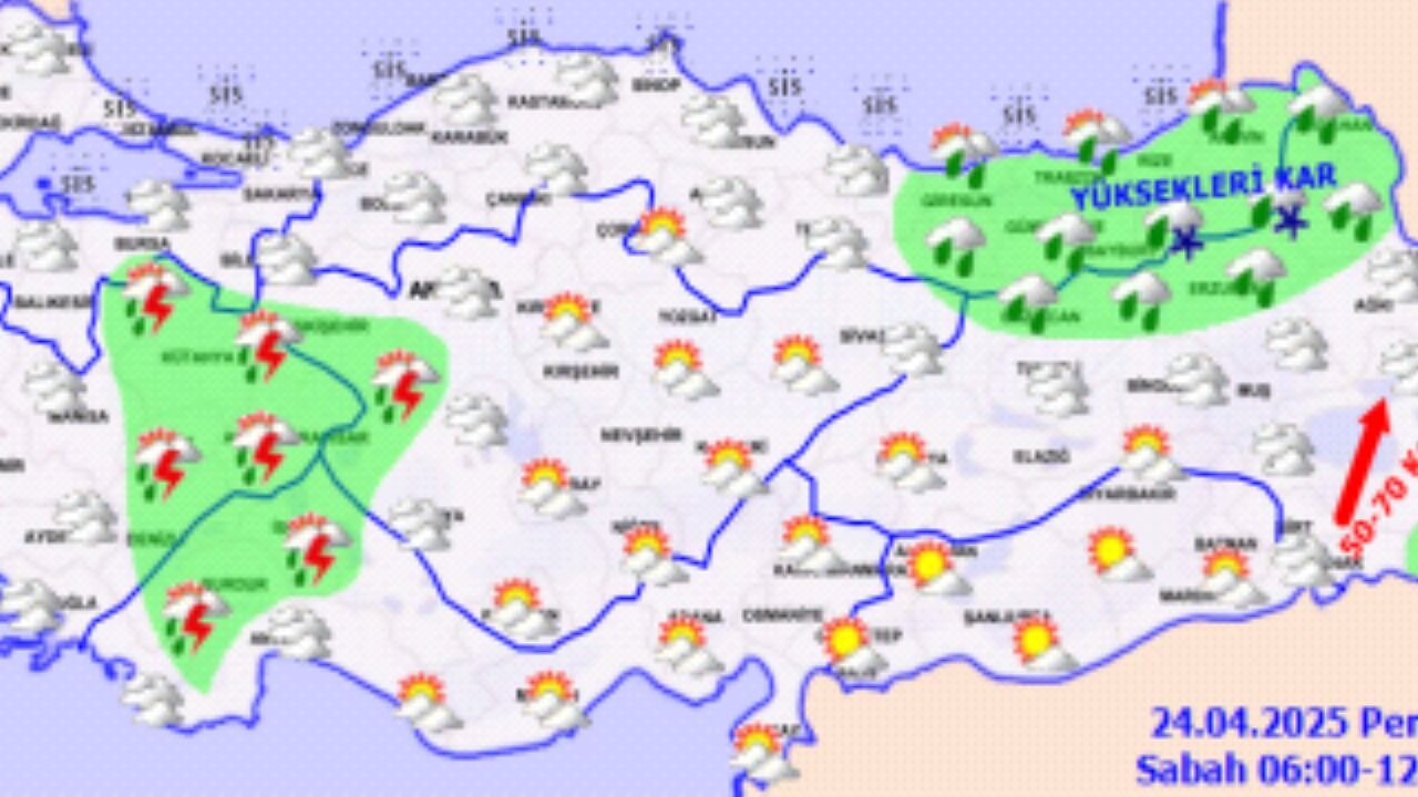 Hava durumu 24 Nisan 2025