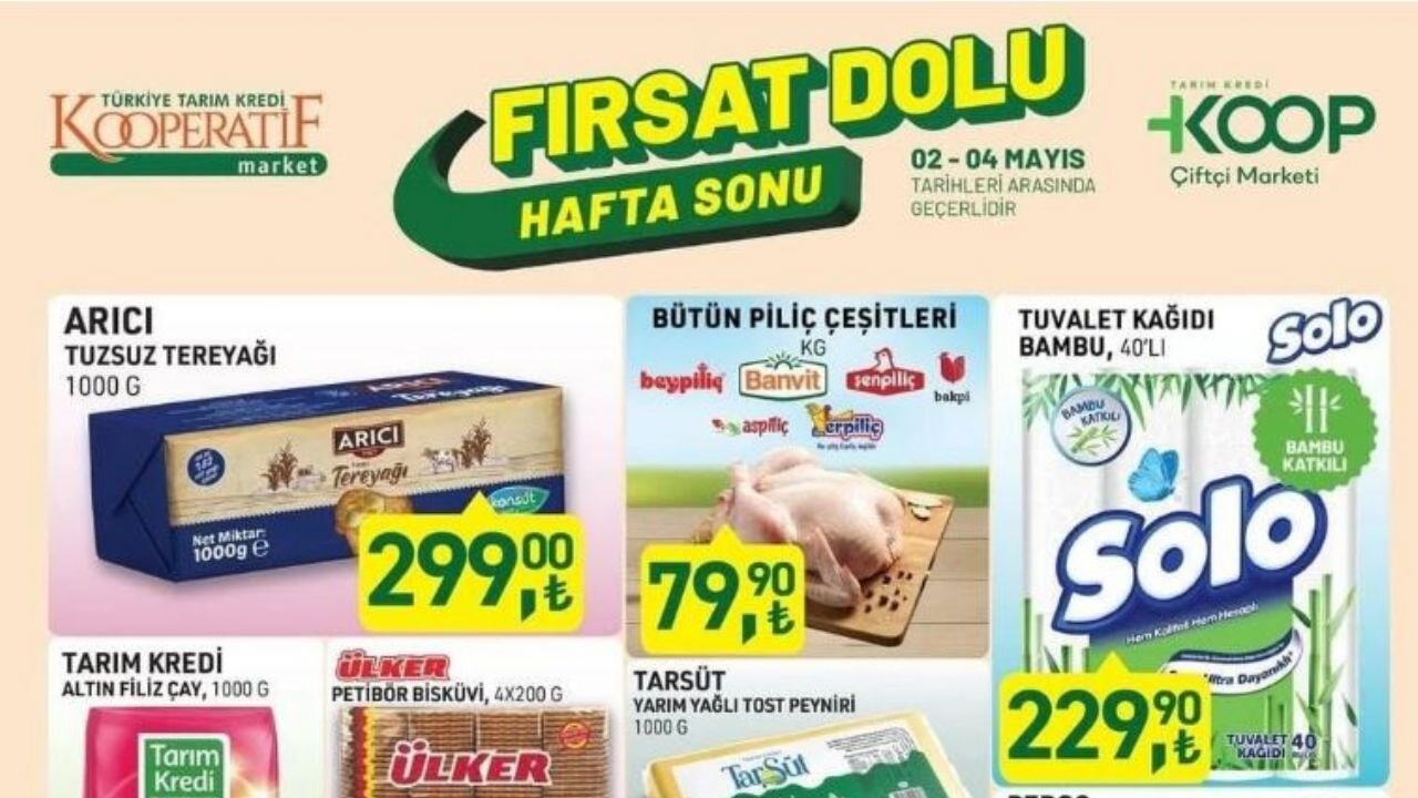 Tarım Kredi KOOP Çiftçi Marketi'nde 2-4 Mayıs 2025 İndirim Günleri! Temel gıdada ve temizlik ürünlerinde fırsatlar