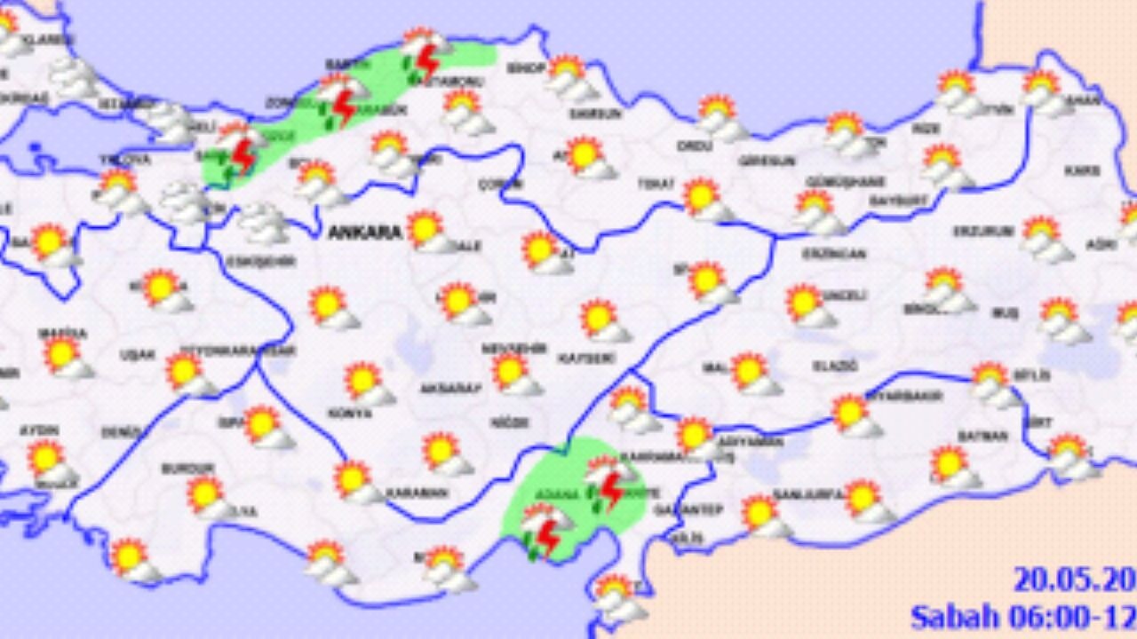 Türkiye geneli hava durumu 20 Mayıs 2025