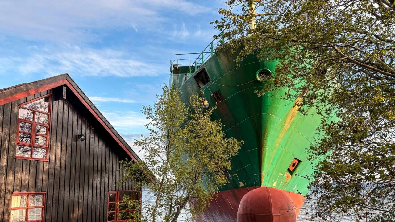 Sabah uyandı, bahçesinde dev konteyner gemisi buldu