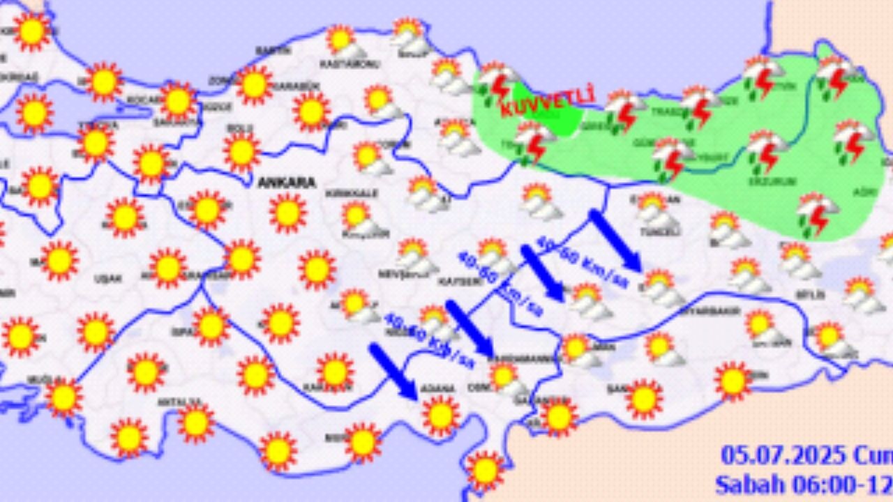 Hava durumu 5 Temmuz 2025