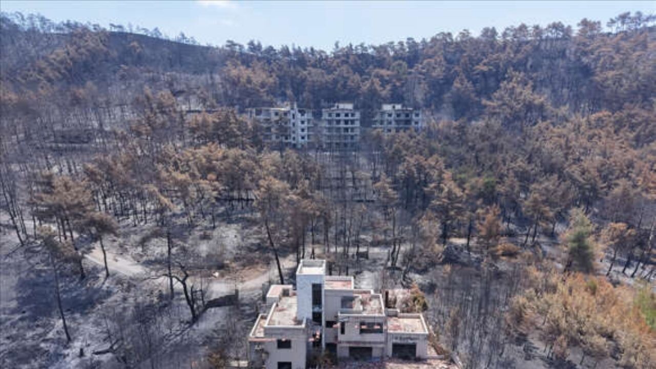 Lazkiye kırsalında orman yangınının yol açtığı hasar havadan görüntülendi