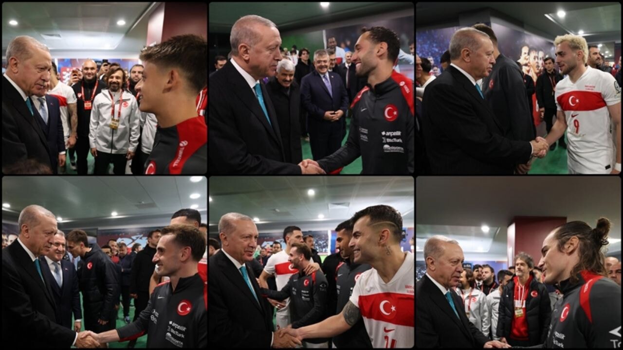 Cumhurbaşkanı Erdoğan milli takımı tek tek tebrik etti