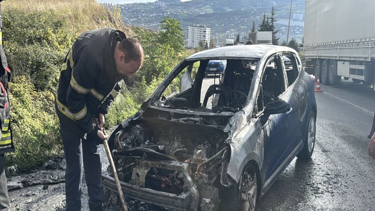 Samsunsporlu Musaba'nın kullandığı araç yandı