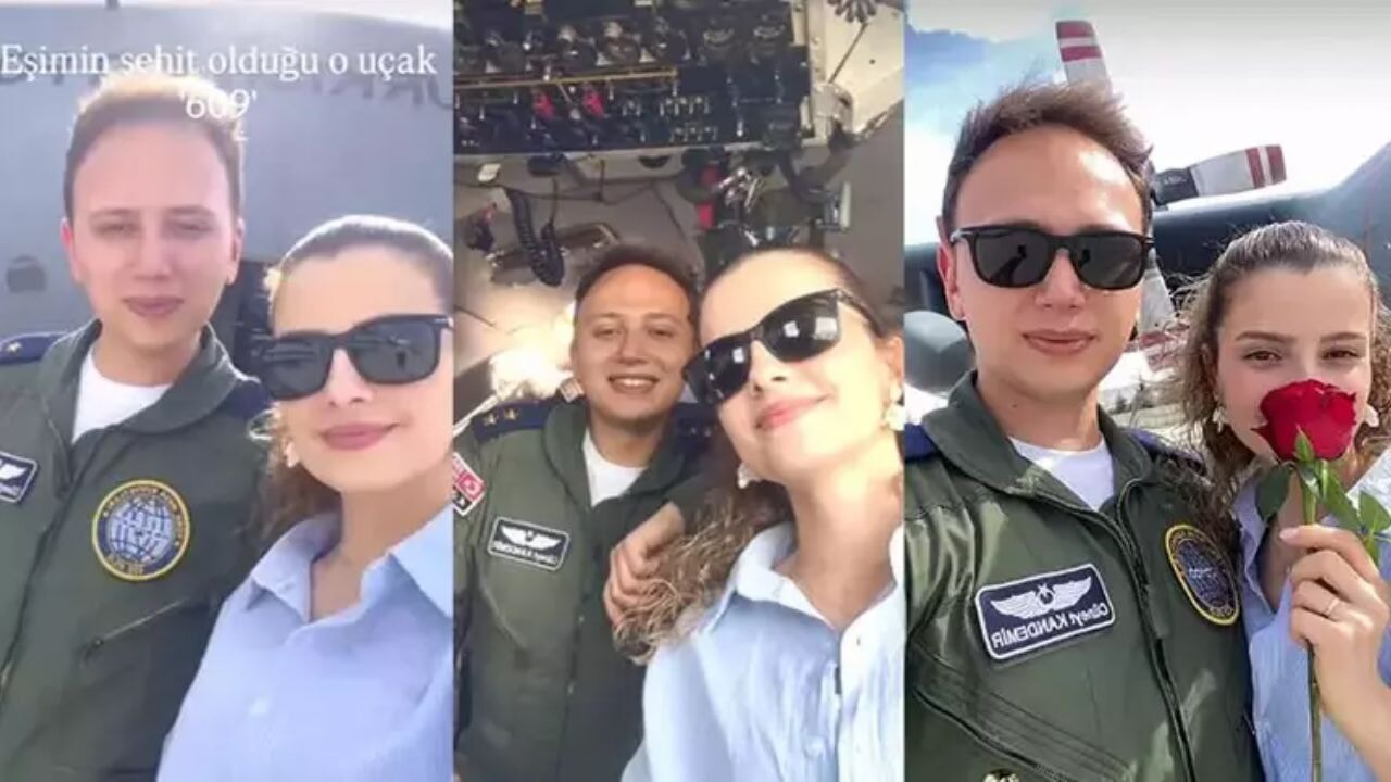 Şehit üsteğmenin eşi, düşen uçakta birlikte çekildikleri fotoğrafları paylaştı