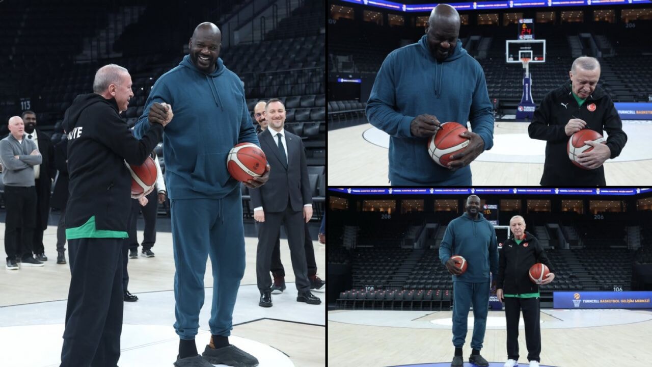 Cumhurbaşkanı Erdoğan, NBA'in efsane yıldızlarından Shaquille O'Neal ile bir araya geldi