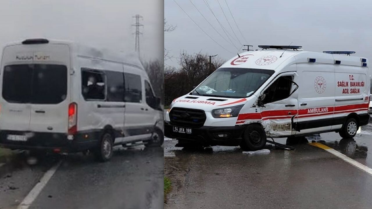 Ambulans ile servis minibüsü çarpıştı: 10 yaralı
