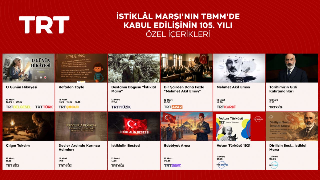 TRT'den 12 Mart Özel Yayınları