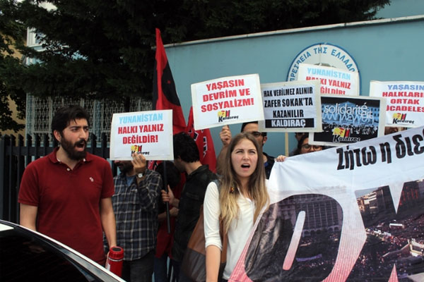 Ankara'da Yunanistan’a destek eylemi