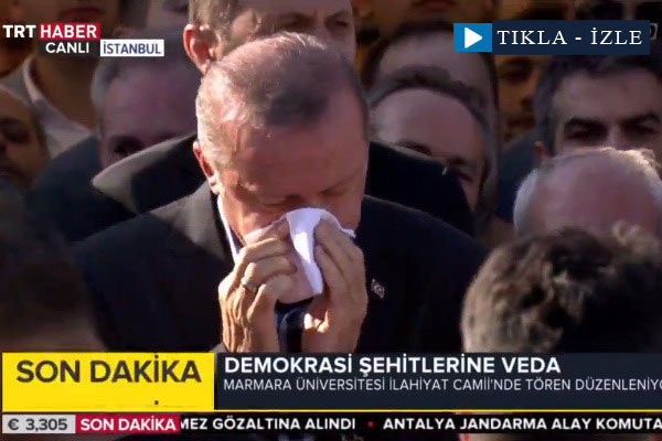 Erdoğan cenazede gözyaşlarına boğuldu