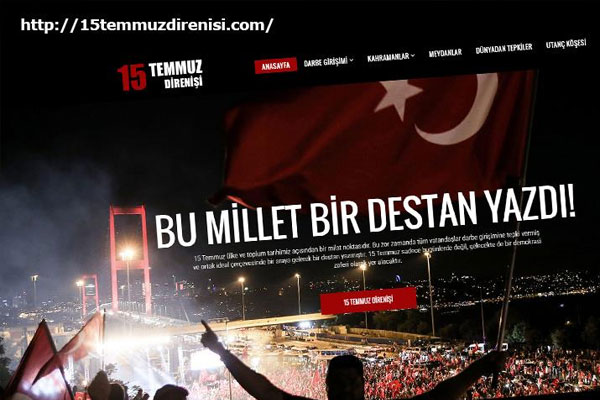 15 Temmuz için internet sitesi kuruldu