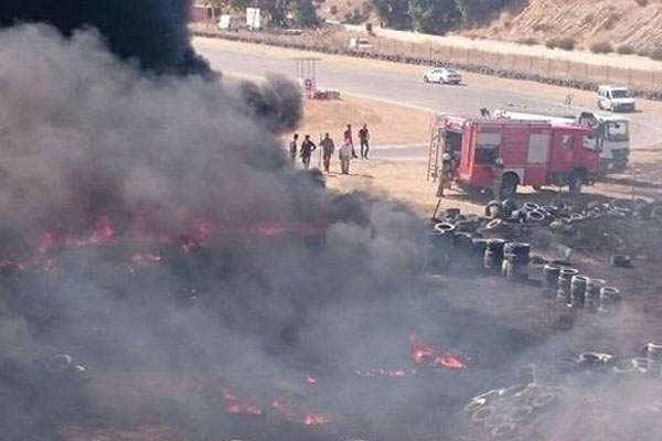 Yolcu treninde yangın çıktı