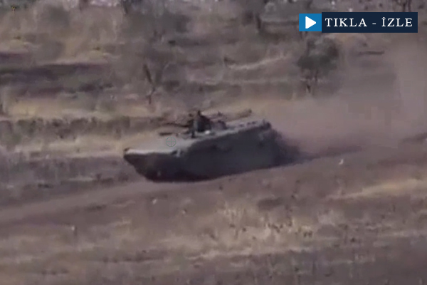 Suriye rejimine ait araç böyle vuruldu