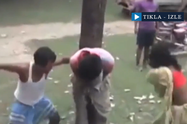 Tacizciyi ağaca bağlayıp kırbaçladılar