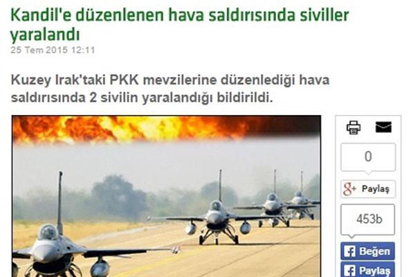 STV'den 'Kandil'de siviller vuruldu' haberi