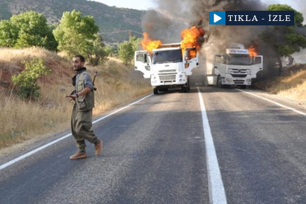 PKK’lılar 3 aracı yaktı