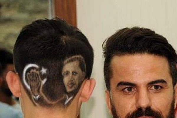 Erdoğan ve Halisdemir'in portrelerini kafalarına kazıttılar