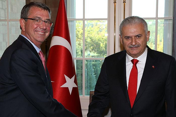 Yıldırım ABD Savunma Bakanı Carter'ı kabul etti