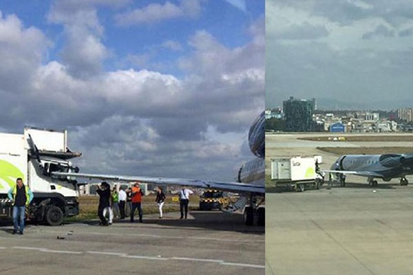 Atatürk Havalimanı'nda kamyon uçağa çarptı