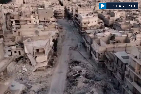 Halep'teki yıkım havadan görüntülendi