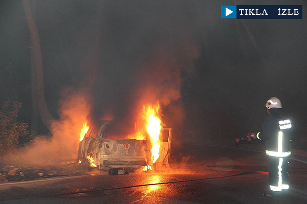 Araç alev topuna döndü