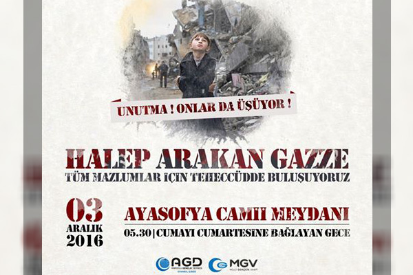 AGD, Halep ve Arakan için meydanlara iniyor