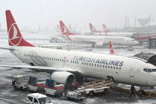 Hava ulaşımına kar ve tipi engeli