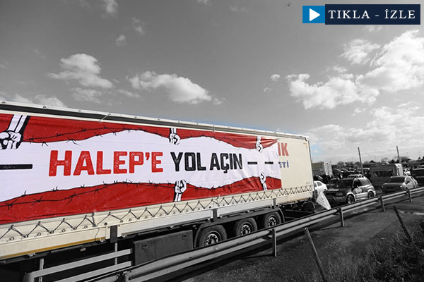 'Halep'e Yol Açın' konvoyunun havadan görüntüleri