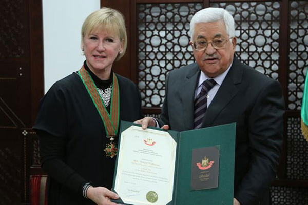 Filistin'den İsveçli bakana 'Kudüs Yıldızı Nişanı'