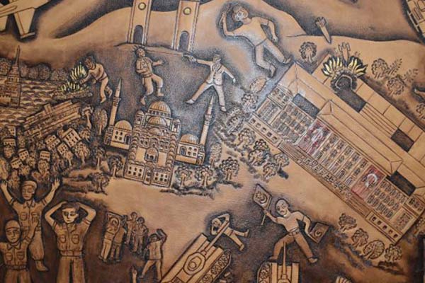 15 Temmuz’u kösele deri üzerine resmetti