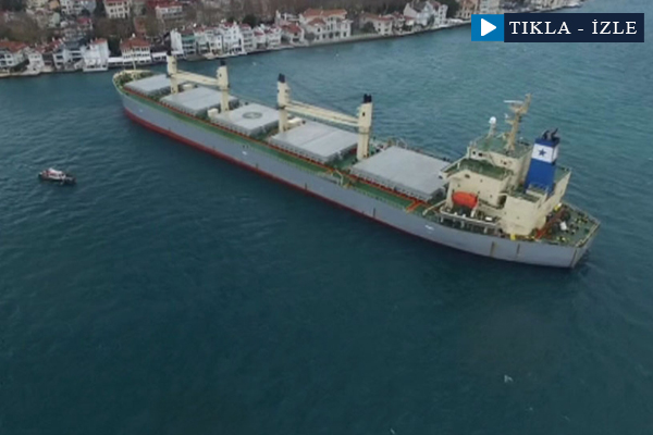 Karaya oturan gemi havadan görüntülendi