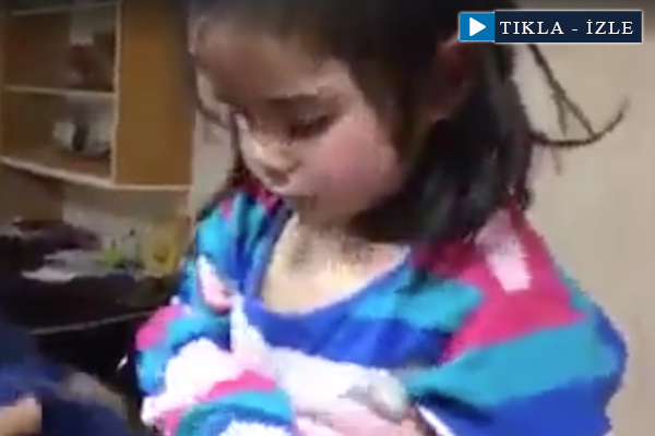 Halep'ten gelen minik kız çocuğu soğuktan titriyor