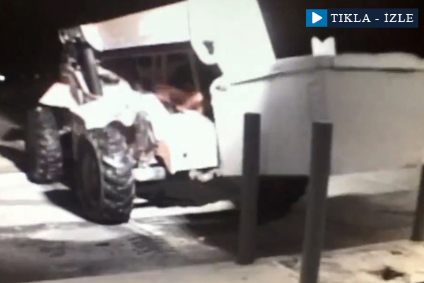 Forkliftle ATM'yi çalan hırsız