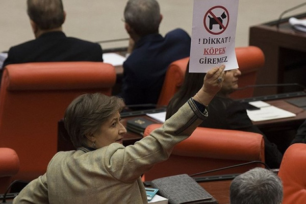 Hayvan Hakları savunucularından Meclis'teki 'Köpek giremez' afişlerine tepki