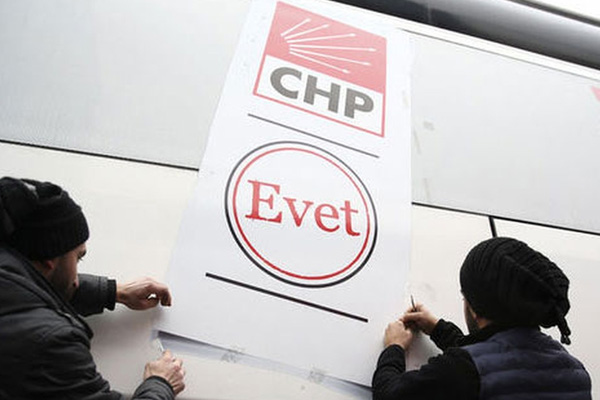 CHP otobüslerindeki 'evet' kaldırıldı