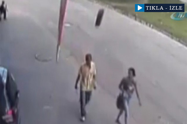 Metrelerce savrulan lastik, adama böyle çarptı