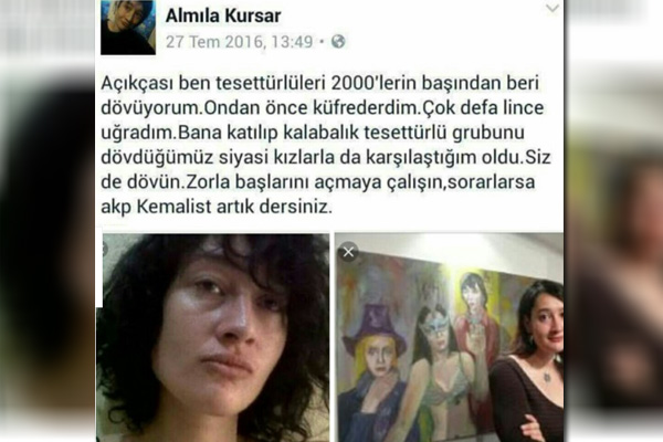 Başörtülü kıza saldıran Almila Kursar tahliye edildi