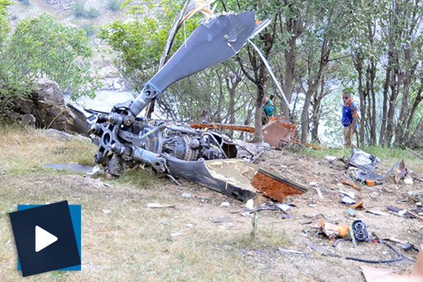 Şırnak'ta düşen helikopterin enkazı görüntülendi