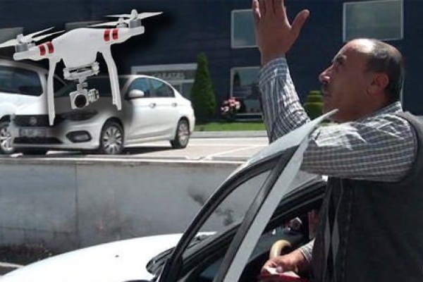 Kırmızıda geçen sürücüye drone şoku: Aha bu gördü