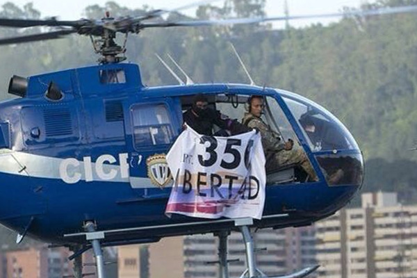 Venezuela semalarında dolaşan bir helikopter İçişleri Bakanlığı'nı bombaladı!
