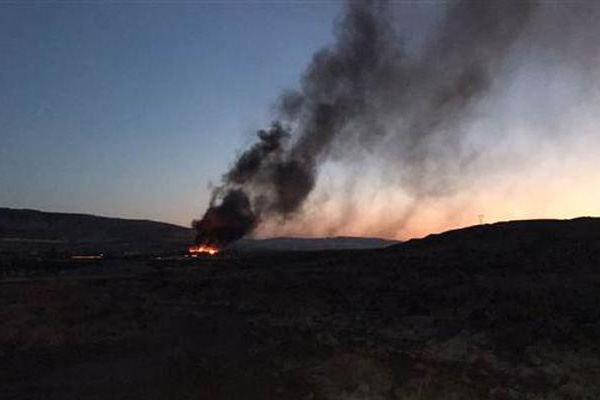 Kilis'te askeri personelin kaldığı konteynerlerde yangın çıktı!
