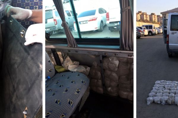 Durdurulan araçta 60,5 kilo eroin bulundu